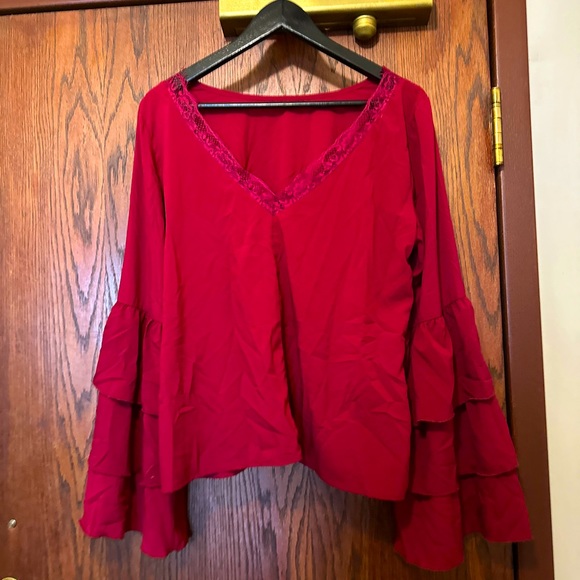 Cherry, red blouse, women’s size large - Picture 1 of 4